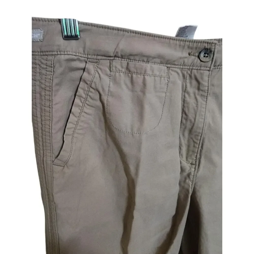 Women's Woolrich Khaki Capri Hiking Pants Size 10 Adjustable Waist